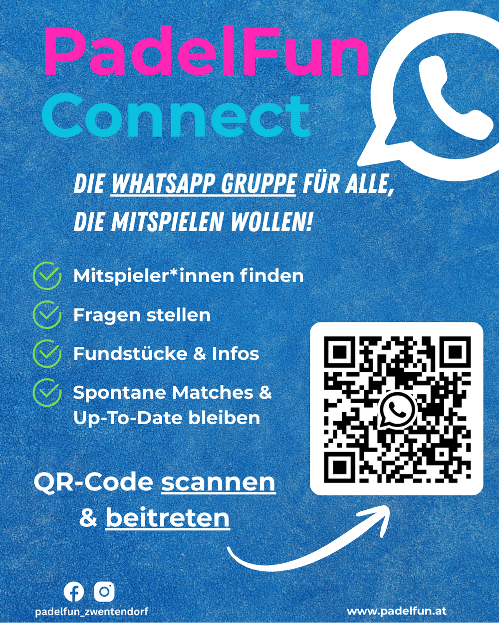 PadelFun Connect – unsere WhatsApp-Gruppe für alle, die dabei sein wollen